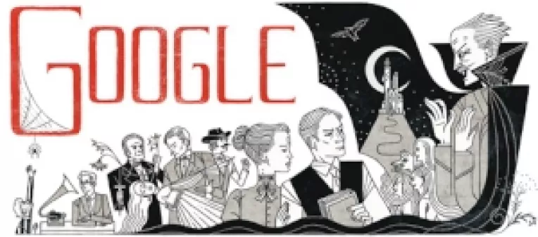 Abraham Stoker, autorul romanului "Dracula",  este celebrat de Google cu un logo special