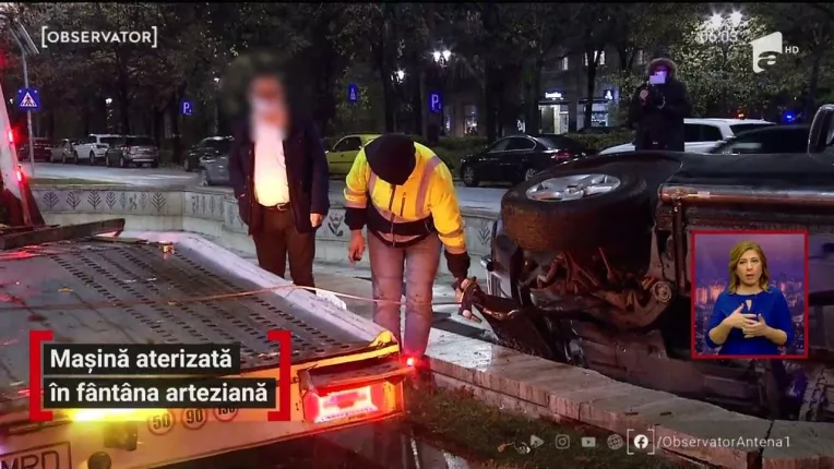 Masina aterizata in fantana arteziana