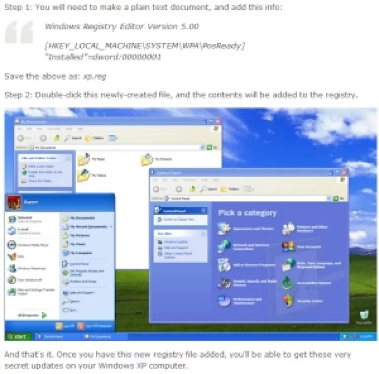 Modalitatea in care puteti sa obtineti update-uri pentru XP pana in anul 2019 