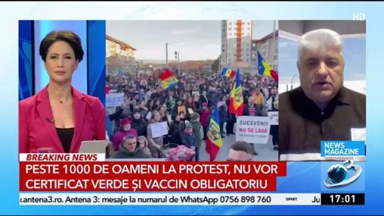 Peste 1.000 de oameni protesteaza la Suceava, ca nu vor certificat verde si vaccin obligatoriu