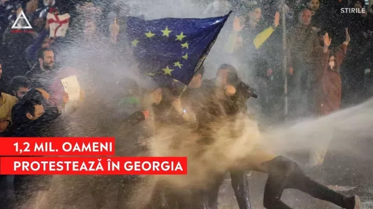 Peste 1,2 milioane de georgieni au protestat in fata Parlamentului