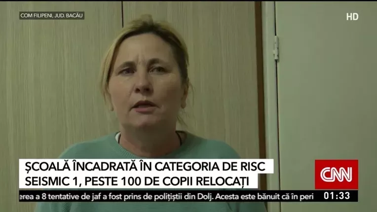 Peste 100 de elevi ai unei scoli din Bacau au fost relocati. Institutia este incadrata in categoria de risc seismic unu.