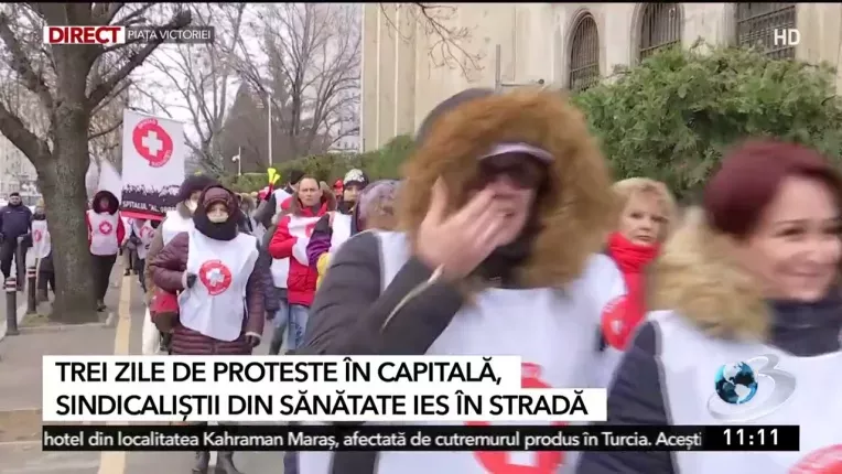 Protest in fata Guvernului. Membrii SANITAS cer marirea cu 15% a salariilor