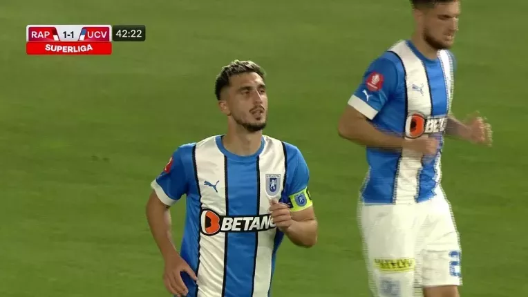 Rapid - Univ. Craiova 2-3. Oltenii au dat doua goluri in 10 si mai spera la locul trei