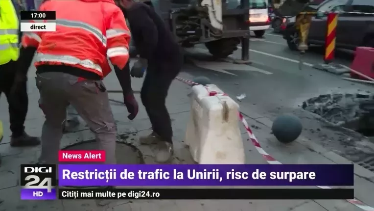 Soseaua de deasupra celebrului Pasaj Unirii s-a tasat. Circulatia a fost restrictionata
