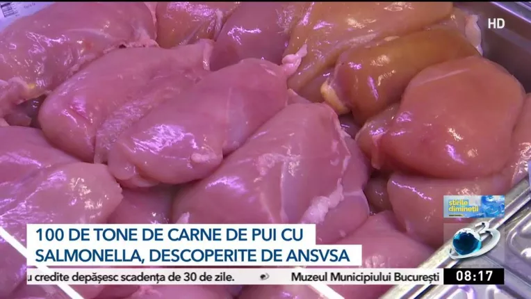 Sute de tone de carne de pui infestata cu Salmonella, pe mesele romanilor.