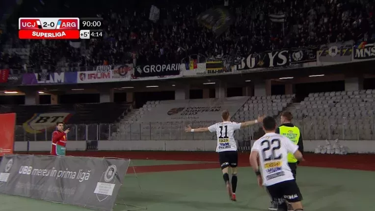 U Cluj - FC Arges 2-0. Ardelenii au inscris de doua ori in prelungiri