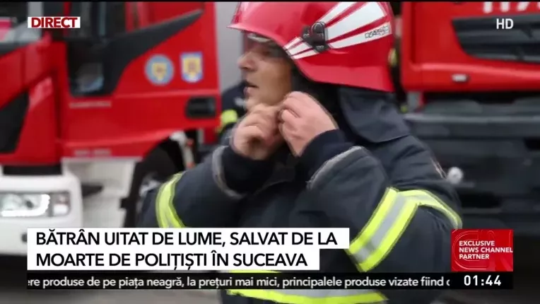 Un batran uitat de lume a fost salvat de la moarte de politistii din Suceava