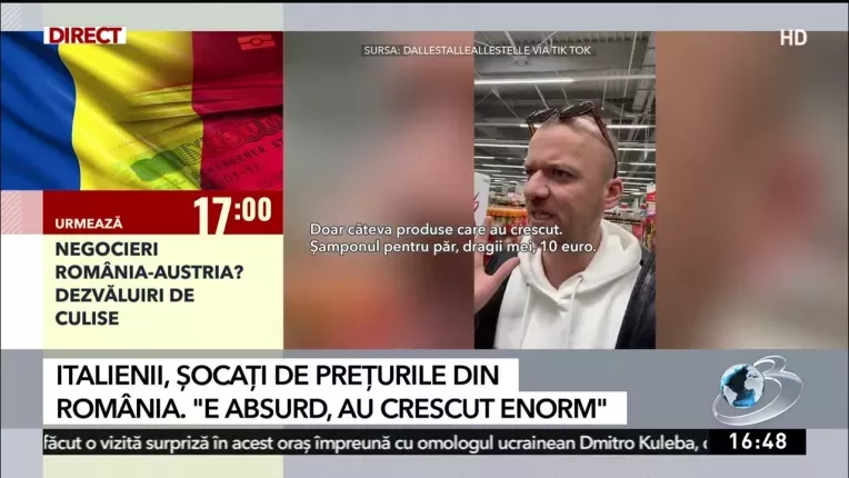 Un italian a mers la cumparaturi intr-un magazin din Romania si s-a filmat comentand preturile